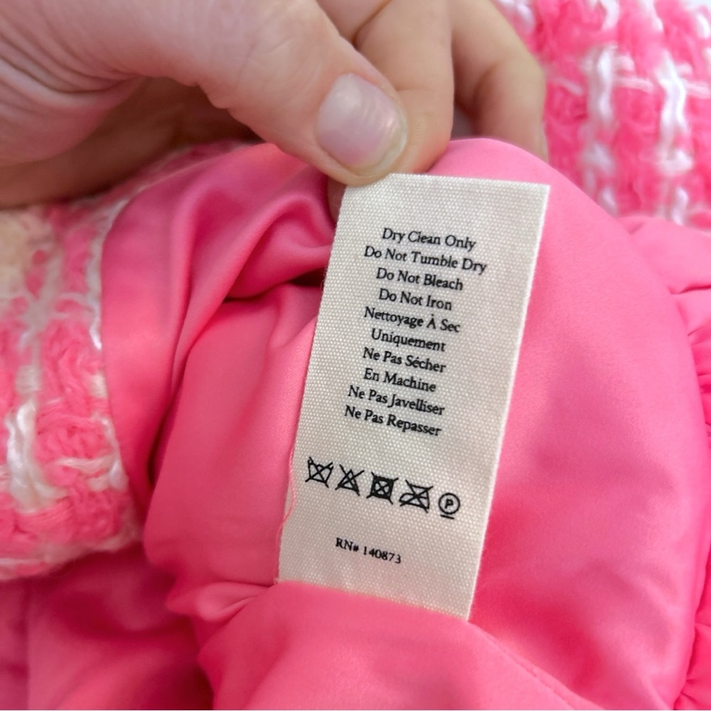 LoveShackFancy Braelynn Crop Wool Tweed Jacket in Majestic Pink, Size Medium NWT - Picture 14 of 15